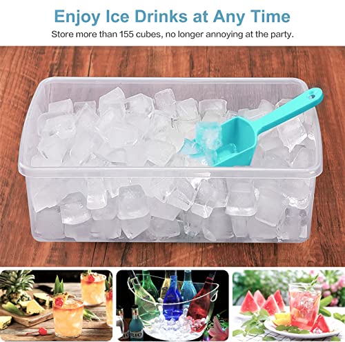 ARTLEO Ice Cube Trays for Freezer with Lid and Storage Container, Easy Release 55 Mini Nugget Ice Cubes Maker Tray with Cover Bin Scooper, Flexible Durable Plastic Ice Mold & Box, BPA Free