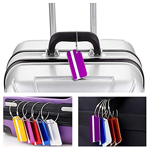 Aluminum Luggage Tags, Luggage Tag Travel Tags for Luggage ID Bag Baggage Suitcase Tag (Purple 5PC)