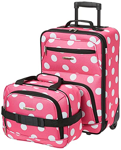 Rockland Fashion Softside Upright Luggage Set, Pink Dots, 2-Piece (14/19)