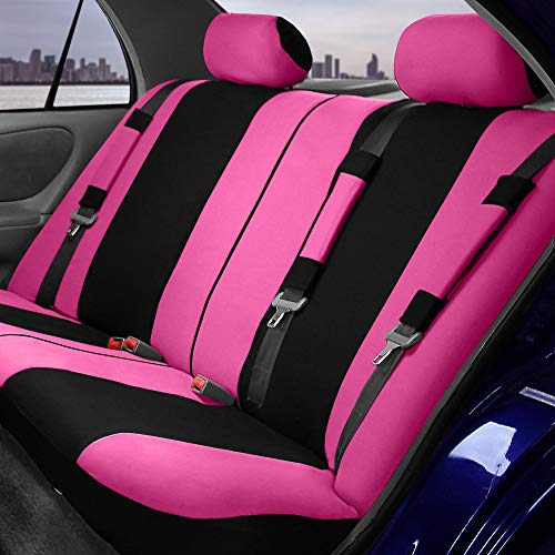 FH Group Light & Breezy Pink & Black Cloth Seat Covers & Floor Mats