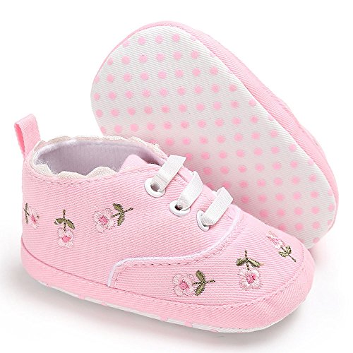 EnJoCho Infant Baby Boys Girls Canvas Sneakers Toddler Slip On Anti Skid Newborn First Walkers Floral Shoes for 0-18 Months (Pink-02A#, 0-6M)