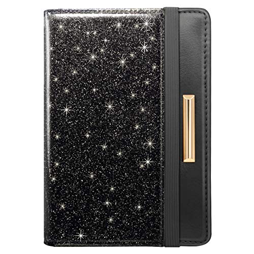 Passport Holder Cover,Traveling Passport Case Glitter Cute Passport Wallet for Women,Black Glitter