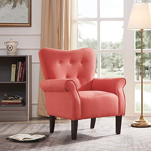 Modern Cushioned Accent Chair w/Wooden Legs & Padded Armrests  (9 colors)