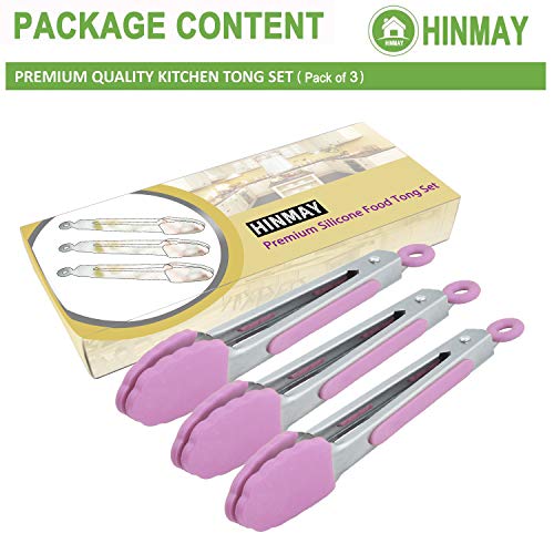 Mini Kitchen Tongs Set with Silicone Tips, 7-Inch Serving Tongs, Set of 3  (9 colors)