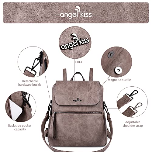 Angel Kiss Backpack purse for women casual fashion vegan leather shoulder bag ladies top handle zipper magnetic flap backpack…