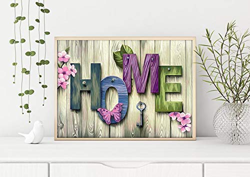 Vivid Colors Rustic "Home" Theme Full Round Drill 5D Diamond Painting