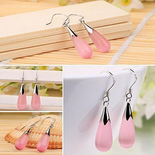 Acxico Jewelry Opals Water Drop Earrings (Pink) - Pink and Caboodle