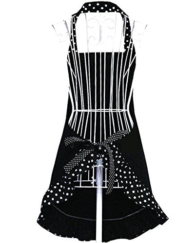 Hyzrz Cute Girls Bowknot Funny Aprons Lady's Kitchen Restaurant Women's Cake Apron with Pocket (Black)