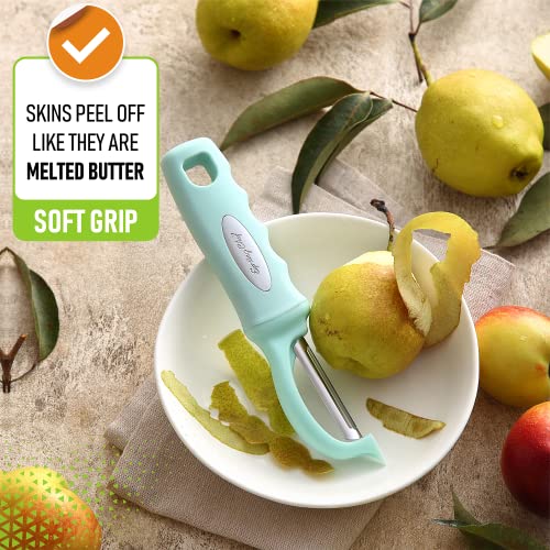 Spring Chef Premium Swivel Vegetable Peeler, Soft Grip Handle and Ultra Sharp Stainless Steel Blades - Perfect Kitchen Peeler For Veggie, Fruit, Potato, Carrot, Apple - Mint