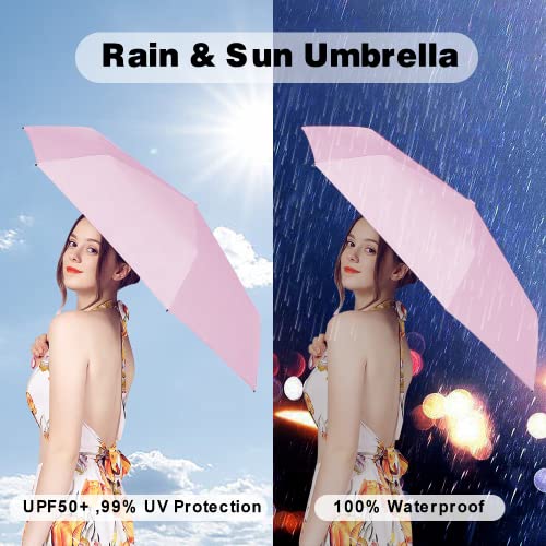 Unisex Mini Travel Parasol Umbrella with Purse Case, UV Protection  (7 colors)