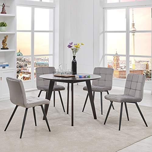 Duhome Velvet Dining Chairs Reception Chairs, Tufted Accent Living Room Chairs with Metal Legs for Living Room/Kitchen/Vanity Set of 4 Grey