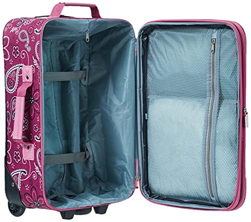 Rockland Fashion Softside Upright Luggage Set, Pink Bandana, 2-Piece (14/19)