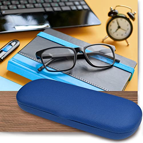 MyEyeglassCase Hard eye glass case | Slim glasses case hard shell with Microfiber Pouch and Cloth | Reading Hard Glasses case | Small & Protective (S5 Rough Blue)