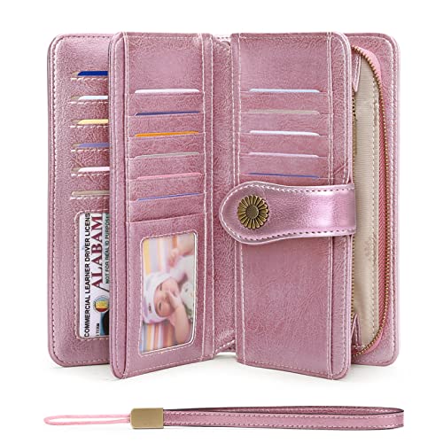 FALAN MULE Women's Wallet Genuine Leather RFID Blocking Large Capacity Trifold Ladies Wallet