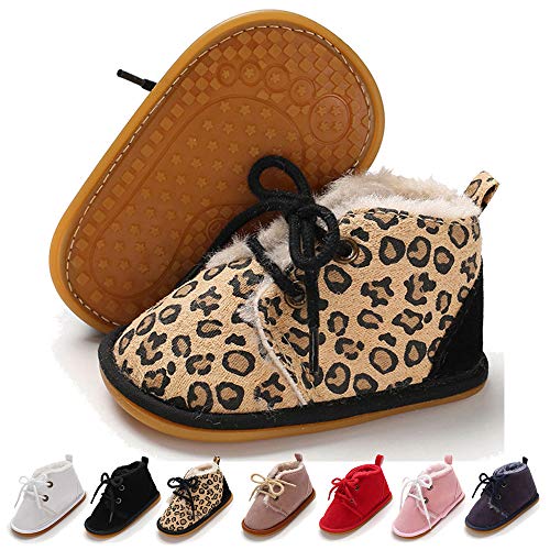 Newborn Lace Up Baby Booties, Prewalker Faux Fur Lined Non-Slip Shoes  (6 colors)