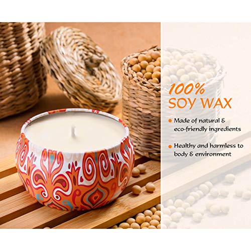 4-Pack Richly Scented Candle Set in Large Decorated Travel Tins, Fruit & Herbs
