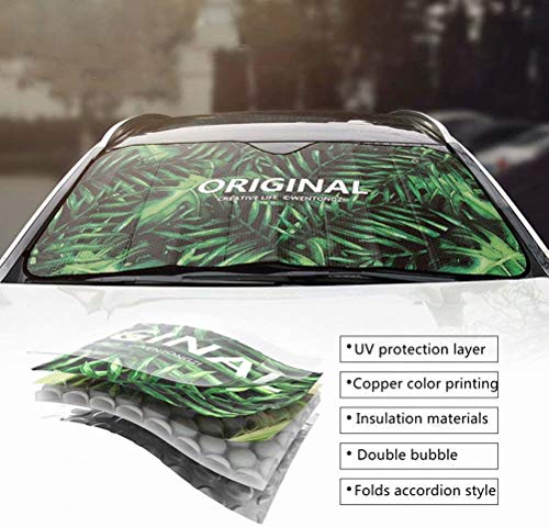 BIGCARJOB Tropical Island Sunset Auto Windshield Sun Shade for Car SUV Truck Bubble Foil Folding Accordion Tree Print