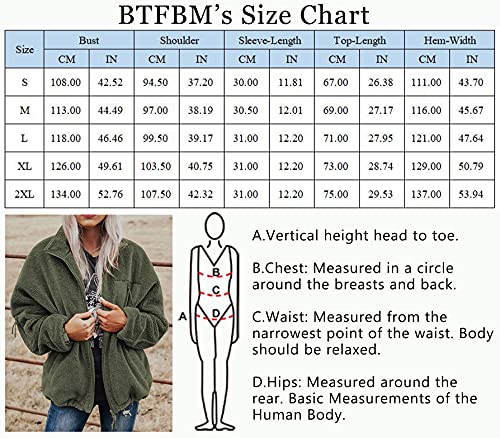 BTFBM Women Long Sleeve Full Zip Jackets Casual Solid Color Loose Fleece Short Teddy Coats Jacket Outerwear With Pockets(Solid Green, Large)