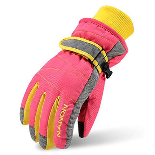 MAGARROW Winter Warm Windproof Outdoor Sports Gloves For Children and Adults (Pink, Small (Fit kids 6-7 years old))