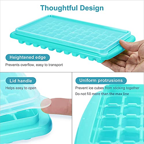 ARTLEO Ice Cube Trays for Freezer with Lid and Storage Container, Easy Release 55 Mini Nugget Ice Cubes Maker Tray with Cover Bin Scooper, Flexible Durable Plastic Ice Mold & Box, BPA Free