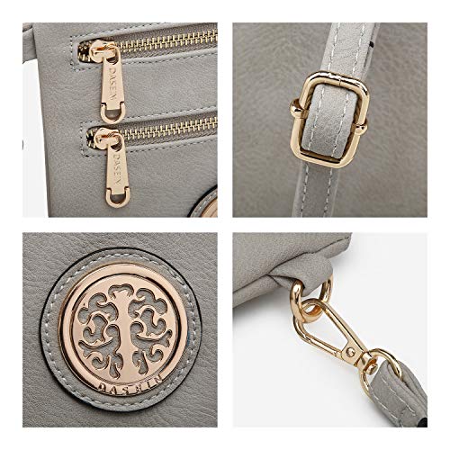 Dasein Women Small Crossbody Bag Lightweight Shoulder Purses Multi Zipper Pockets Phone Purse Handbag (grey)