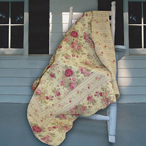 Antique Rose & Ivory Quilted Throw Blanket for Full Size Bed