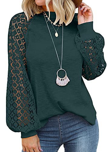 MIHOLL Women’s Long Sleeve Tops Lace Casual Loose Blouses T Shirts