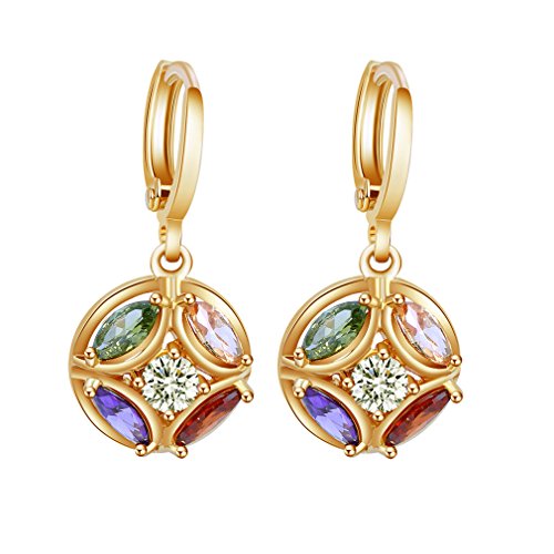 YAZILIND 18K Gold Plated Cubic Zirconia Hoop Huggies Earrings Ball Dangle Drop Earrings for Women