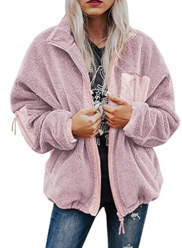 Women's Long Sleeve Zippered Loose Fleece Lined Jacket with Pockets  (7 colors)