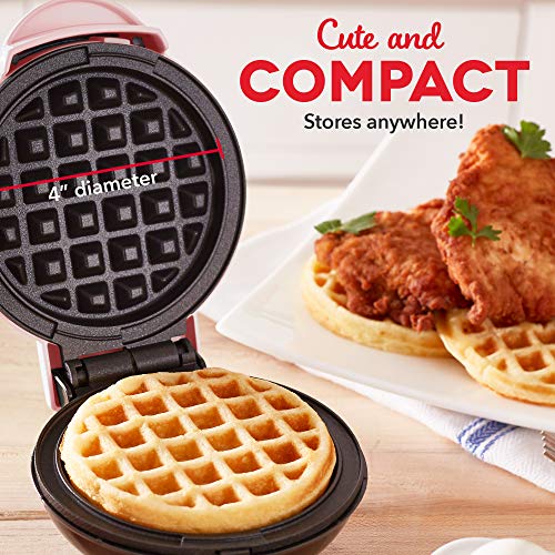 Dash Mini Waffle Maker for Individual Waffles, Hash Browns, Keto Chaffles with Easy to Clean, Non-Stick Surfaces, 4 Inch, Pink