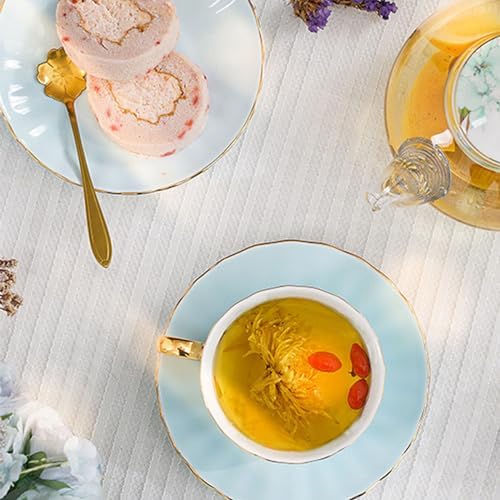 ICHAG Cups and Saucers Set of 6, Coffee Mugs, Tea Cups Set with Bowknot, Tea Set, 18-piece, Cup with 8.4oz, Golden Spoon, For Tea Party, Christmas Gifts, Gifts for Home Office