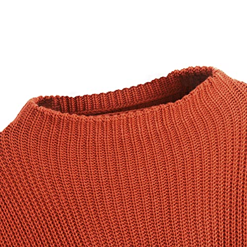 ZAFUL Women's Casual Loose Knitted Sweater Long Sleeve Pullover Sweater Tops (Red-A,One Size)