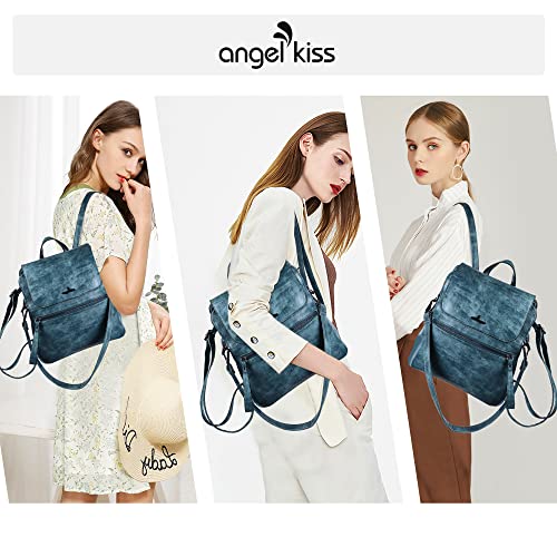 Backpack purse for women casual fashion vegan leather shoulder bag ladies top handle zipper magnetic flap backpack…