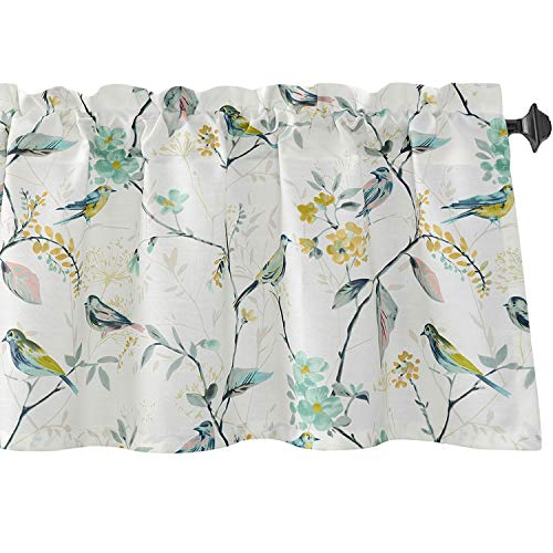 VOGOL Bird Pattern Kitchen Valances for Windows, Window Valance Curtains for Living Room Bathroom Pocket Valance 52 Inch Wide by 18 Inch Long