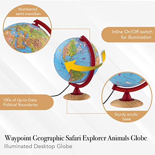 Waypoint Geographic Safari Explorer Animals Globe for Children's Globe with 100's of Animal Illustrations