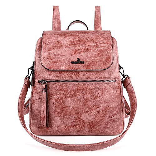 Backpack purse for women casual fashion vegan leather shoulder bag ladies top handle zipper magnetic flap backpack…