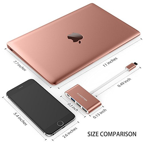 LENTION 4-in-1 USB-C Hub with Type C, USB 3.0, USB 2.0 Compatible 2021-2016 MacBook Pro 13/14/15/16, New Mac Air/Surface, ChromeBook, More, Multiport Charging & Connecting Adapter (CB-C13, Rose Gold)