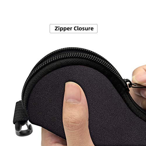 ZAXMEY Sunglasses Soft Case with Carabiner Ultra Light Neoprene Zipper Eyeglass.Black