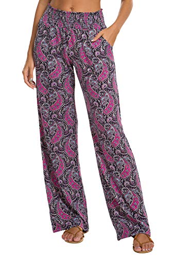 Urban CoCo Women's Boho Palazzo Pants Wide Leg Lounge Pants (S, 8)