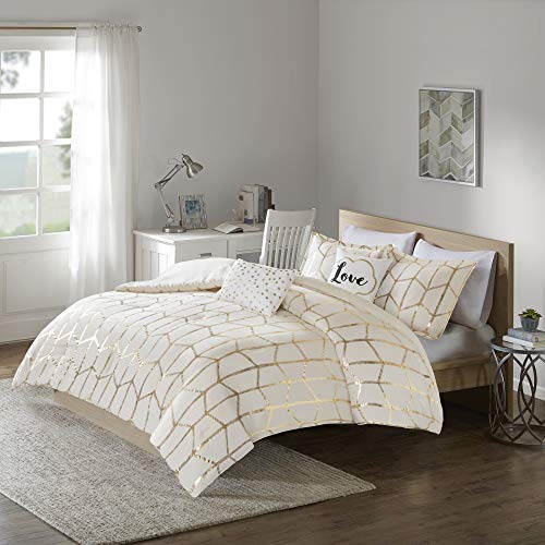 Intelligent Design Raina Comforter Set, Full/Queen, Ivory/Gold