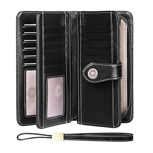 FALAN MULE Women's Wallet Genuine Leather RFID Blocking Large Capacity Trifold Ladies Wallet