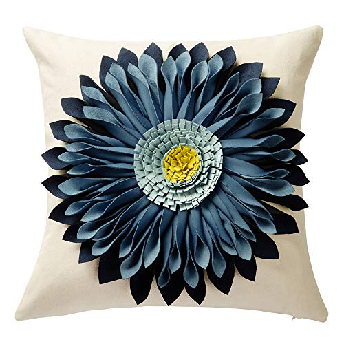 OiseauVoler 3D Sunflower Handmade Throw Pillow Covers Decorative Pillow Shams Pillowcases Living Room Home Bed Decor 18x18 Inch