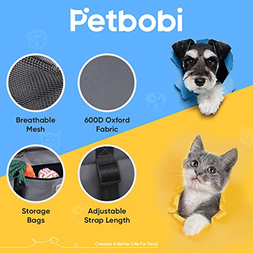 Petbobi Small Dog Car Seat, Dog Car Booster Seat for Small Medium Dogs 5-15 lbs, Foldable Front Seat Safety with Sturdy PVC Tube Frame, Breathable Mesh, Grey