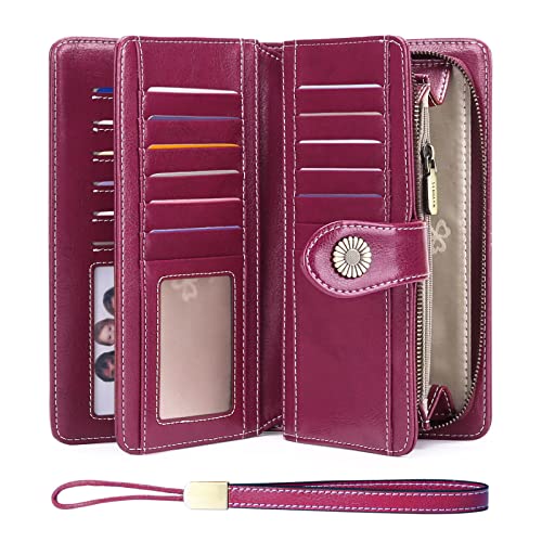 FALAN MULE Women's Wallet Genuine Leather RFID Blocking Large Capacity Trifold Ladies Wallet