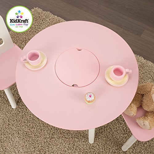 KidKraft Round Table and 2 Chair Set, White/Pink