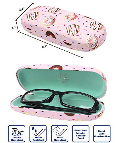JAVOedge [3 PACK], Printed Donuts Pattern Hard [Medium Size] Eyeglass Storage Case Fits Most Glasses With Micro Cloth