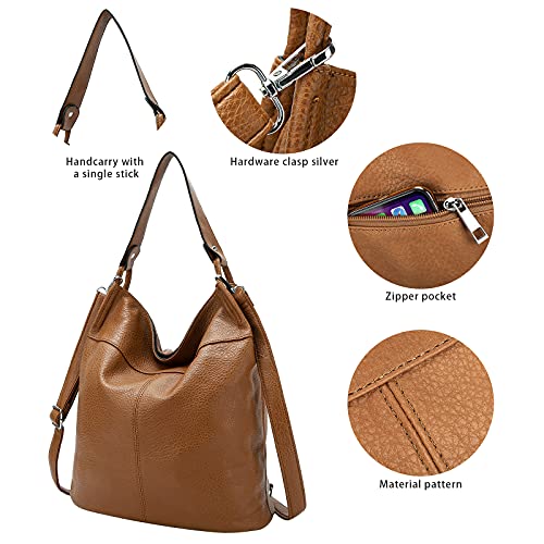 Purse for Women Convertible Backpack Purses and Handbags Crossbody Shoulder Bag - Brown