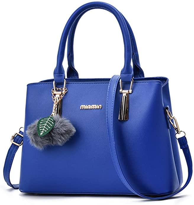Women's Leather Handbag Tote Shoulder Bag Crossbody Purse (9 colors), Sky Blue