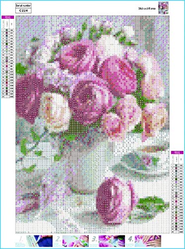Pink Roses in a Vase - 5D Diamond Painting Kit, Full Drill Home Wall Decor