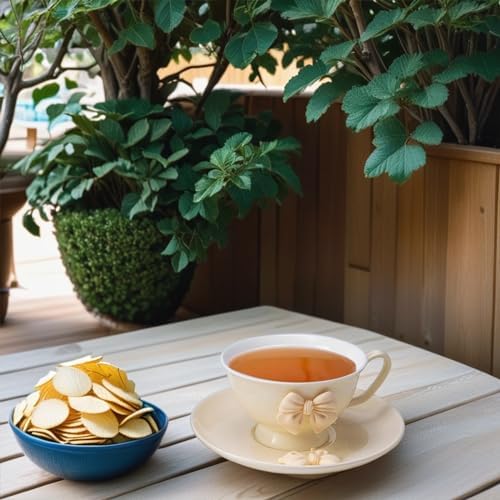 ICHAG Cups and Saucers Set of 6, Coffee Mugs, Tea Cups Set with Bowknot, Tea Set, 18-piece, Cup with 8.4oz, Golden Spoon, For Tea Party, Christmas Gifts, Gifts for Home Office